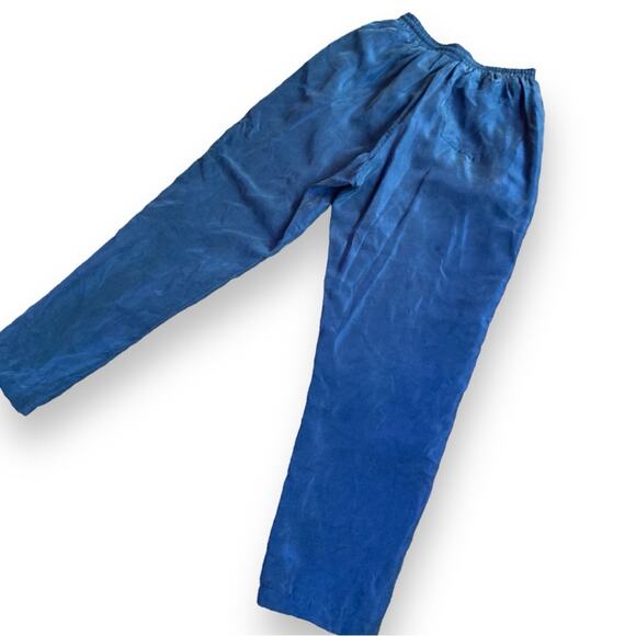 Womens Vintage 90s Beautex 100% Silk Blue Track Windbreaker Pants Size Medium - Picture 16 of 16